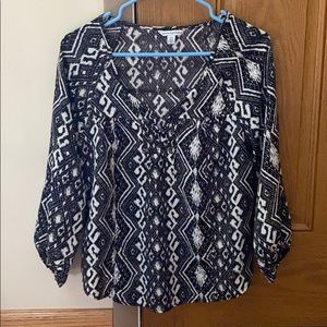 Black and white blouse